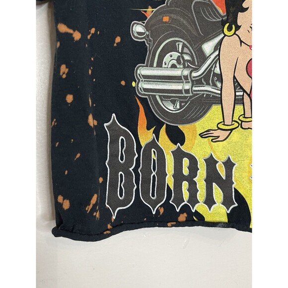 Betty Boop "Born To Rule" Crop Top TShirt Raw Hem Graphic Tee Women's Medium - Picture 3 of 5